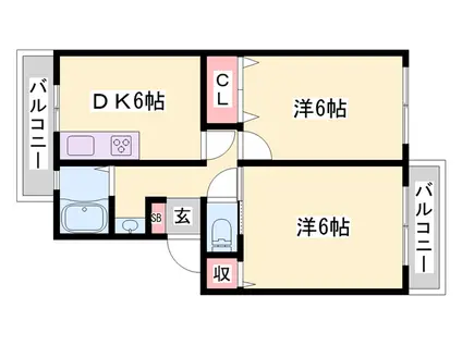グリーンヒルズ土山(2DK/3階)の間取り写真