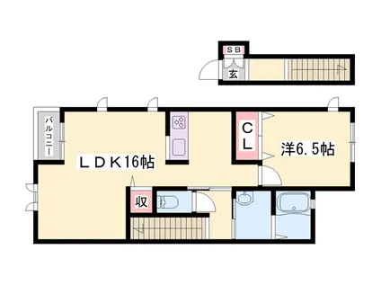 プレミア南条・シャーメゾン南条(1LDK/2階)の間取り写真