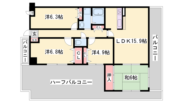 リベール姫路駅前(4LDK/9階)の間取り写真