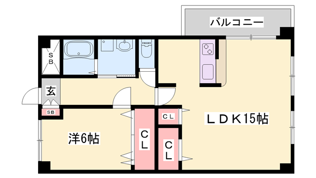 グランツ野里(1LDK/3階)の間取り写真