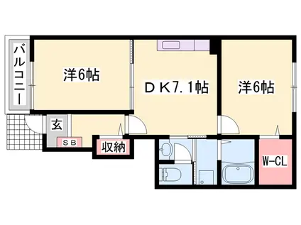 ジュピター&M(2DK/1階)の間取り写真