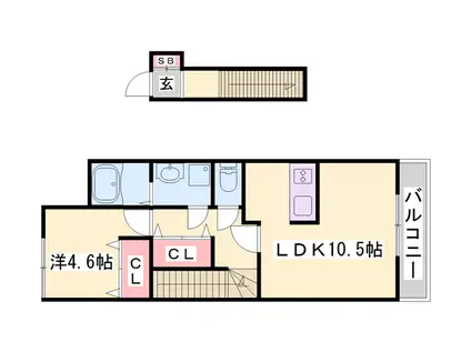 シャイン ハート2(1LDK/2階)の間取り写真