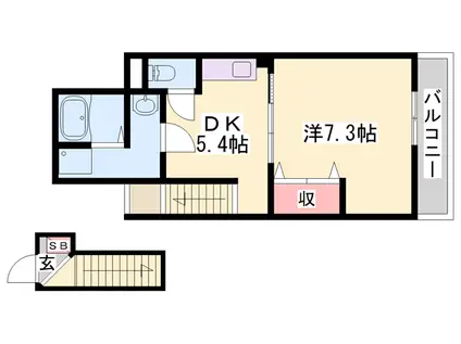 クレッシェンドKJ(1K/1階)の間取り写真