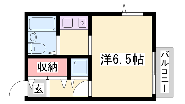 ガーデンヒルズ東加古川(ワンルーム/3階)の間取り写真