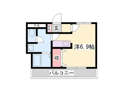 フラッツネオシティ(ワンルーム/1階)の間取り写真