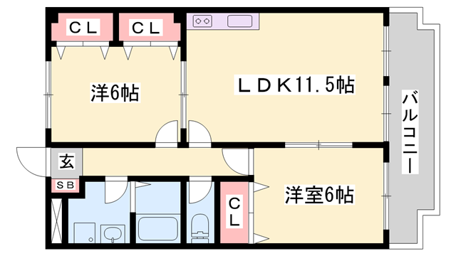 フラッツ・アイ(2LDK/1階)の間取り写真