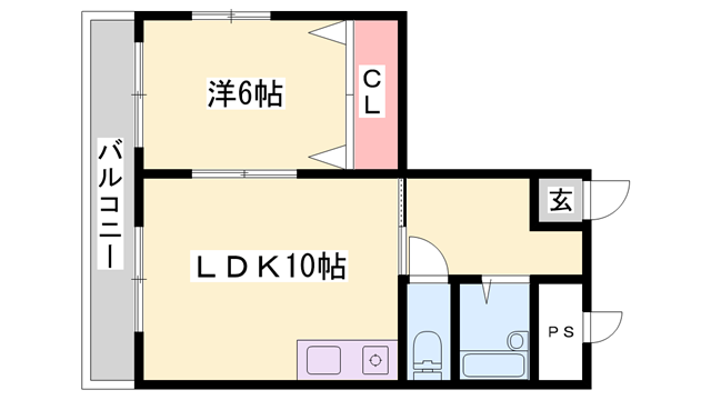 東加古川ハイツ(1LDK/2階)の間取り写真