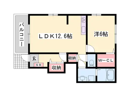 ストリート秋桜2(1LDK/1階)の間取り写真