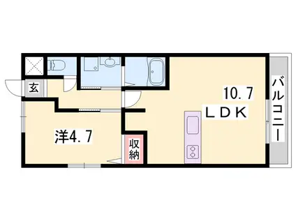 カーサ・ビアンカ(1LDK/1階)の間取り写真