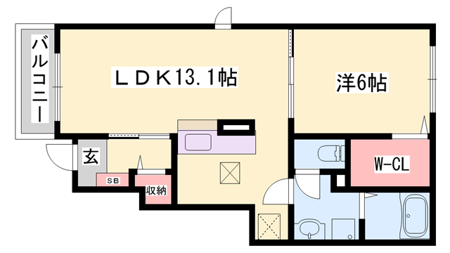 山陽電気鉄道網干線 平松駅 徒歩5分 2階建 築8年(1LDK/1階)の間取り写真