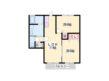 プランヴェール(2LDK/1階)の間取り写真