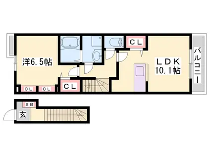 アネモスヒルズ姫路Ⅱ(1LDK/2階)の間取り写真