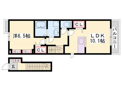アネモスヒルズ姫路Ⅱ(1LDK/2階)の間取り写真