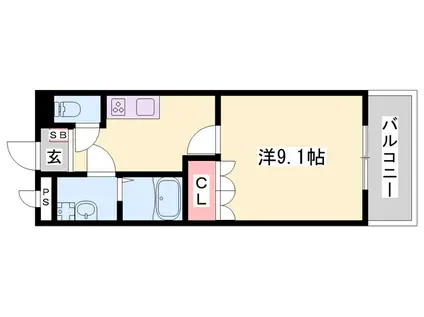 MOE3(1K/2階)の間取り写真