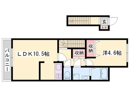 ミルキー・ウェイ(1LDK/2階)の間取り写真