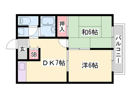 エステートピア宮ノ下Ⅱ番館(2DK/2階)の間取り写真