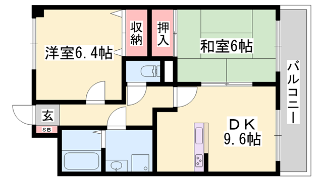 サンプレイス網干駅前(2DK/2階)の間取り写真