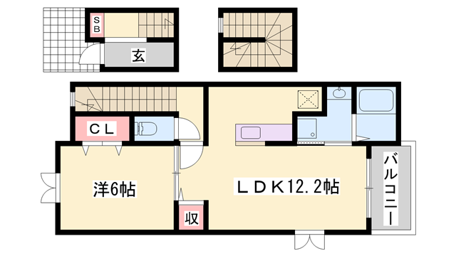 ポエム・ひまわり(1LDK/3階)の間取り写真