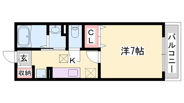 ラピスラズリ(1K/1階)の間取り写真