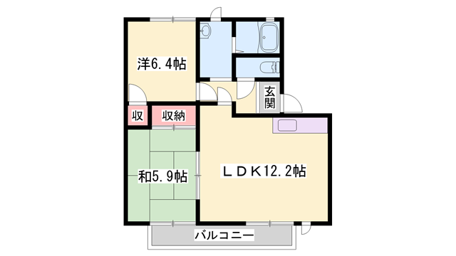 フレグランス大江島B棟(2LDK/2階)の間取り写真