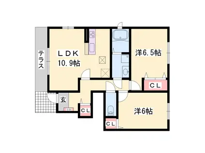カモミールⅢA(2LDK/1階)の間取り写真