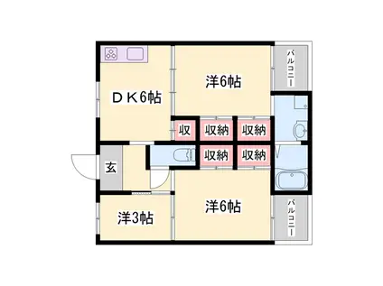 ビレッジハウス宮の前(3DK/2階)の間取り写真