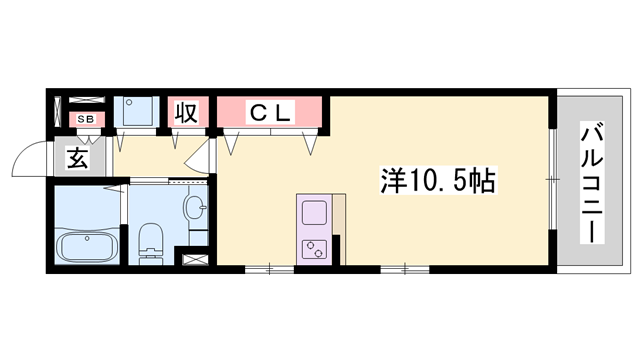 パークハイム参番館B棟(ワンルーム/1階)の間取り写真