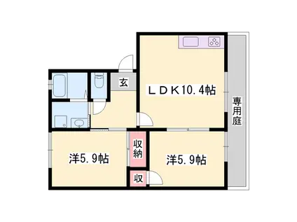 フレグランス静香(2LDK/1階)の間取り写真