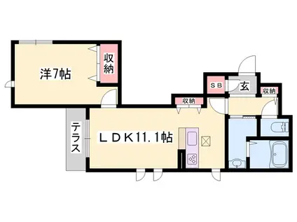 プレミアス三左衛門(1LDK/1階)の間取り写真