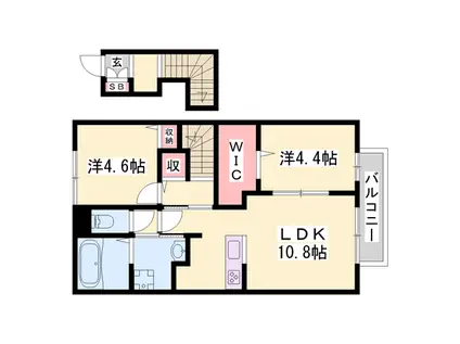 リバーサイドテラスA(2LDK/2階)の間取り写真