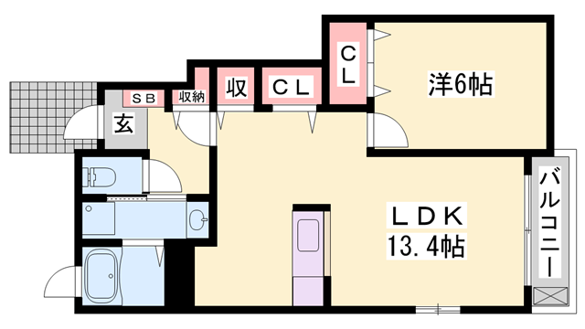 ラ・セレサA(1LDK/1階)の間取り写真