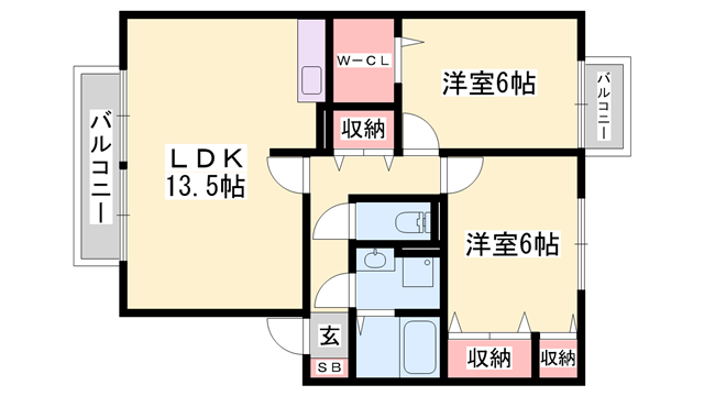 プルミエビジュー A棟(2LDK/2階)の間取り写真