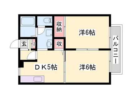 アークサキノミヤA(2DK/2階)の間取り写真