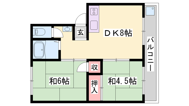 T.ウエストマンションA(2DK/2階)の間取り写真