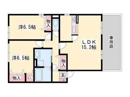 エリジオン(2LDK/1階)の間取り写真