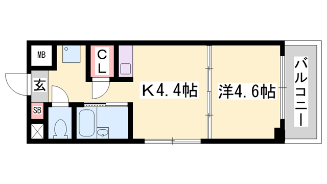 土井ハイツ北条口(1K/3階)の間取り写真