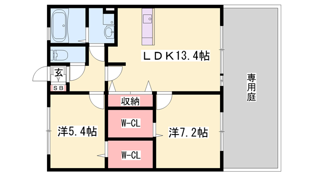 ダンディライオン(2LDK/1階)の間取り写真