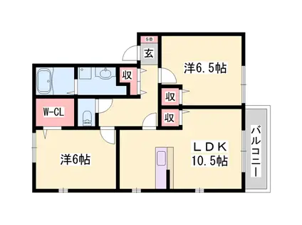 サンビレッジ瑞景E棟(2LDK/2階)の間取り写真