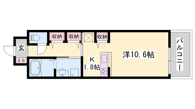 ポーシェガーデンⅡ(1K/3階)の間取り写真