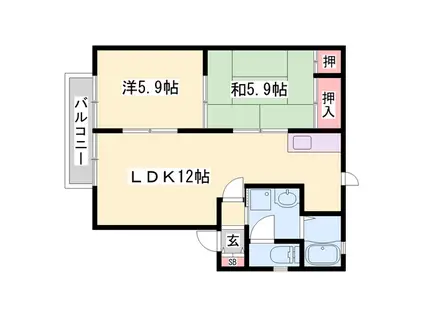 オクノハウス(2LDK/2階)の間取り写真