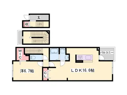 ネバーランド3 B(1LDK/3階)の間取り写真