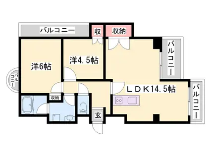 アルコ・ラ・カーサ東加古川(2LDK/5階)の間取り写真