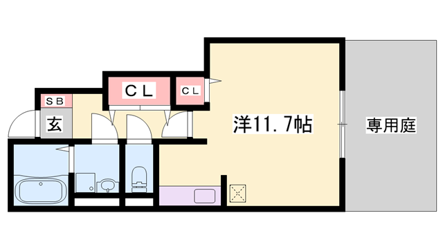 セジュール西土井(1K/1階)の間取り写真
