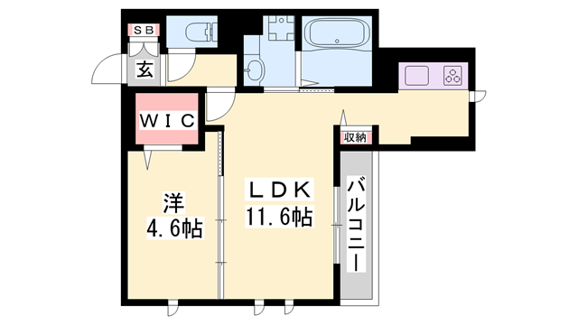 ボナールゲート(1LDK/3階)の間取り写真