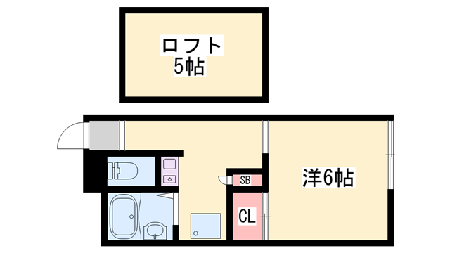カーディフ(1K/1階)の間取り写真