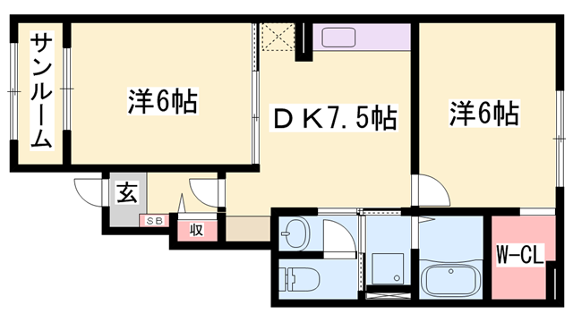 ルーチェ カーサⅡ(2DK/1階)の間取り写真