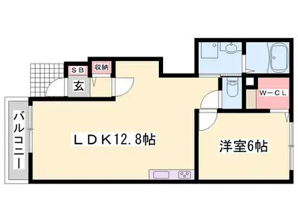 プラム・ジェルメ(1LDK/1階)の間取り写真