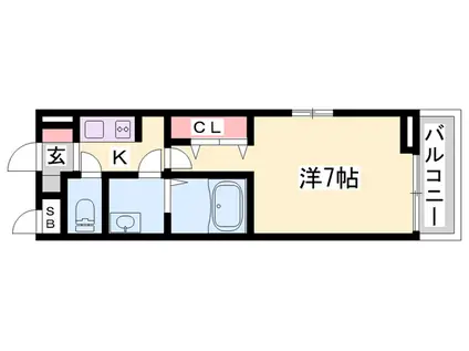 フィールド ミドル・ライペンⅡ(1K/1階)の間取り写真