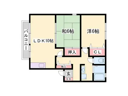 リブラスハイツ Ⅰ(2LDK/2階)の間取り写真