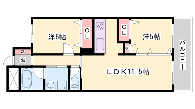 ブルー・エス(2LDK/8階)の間取り写真